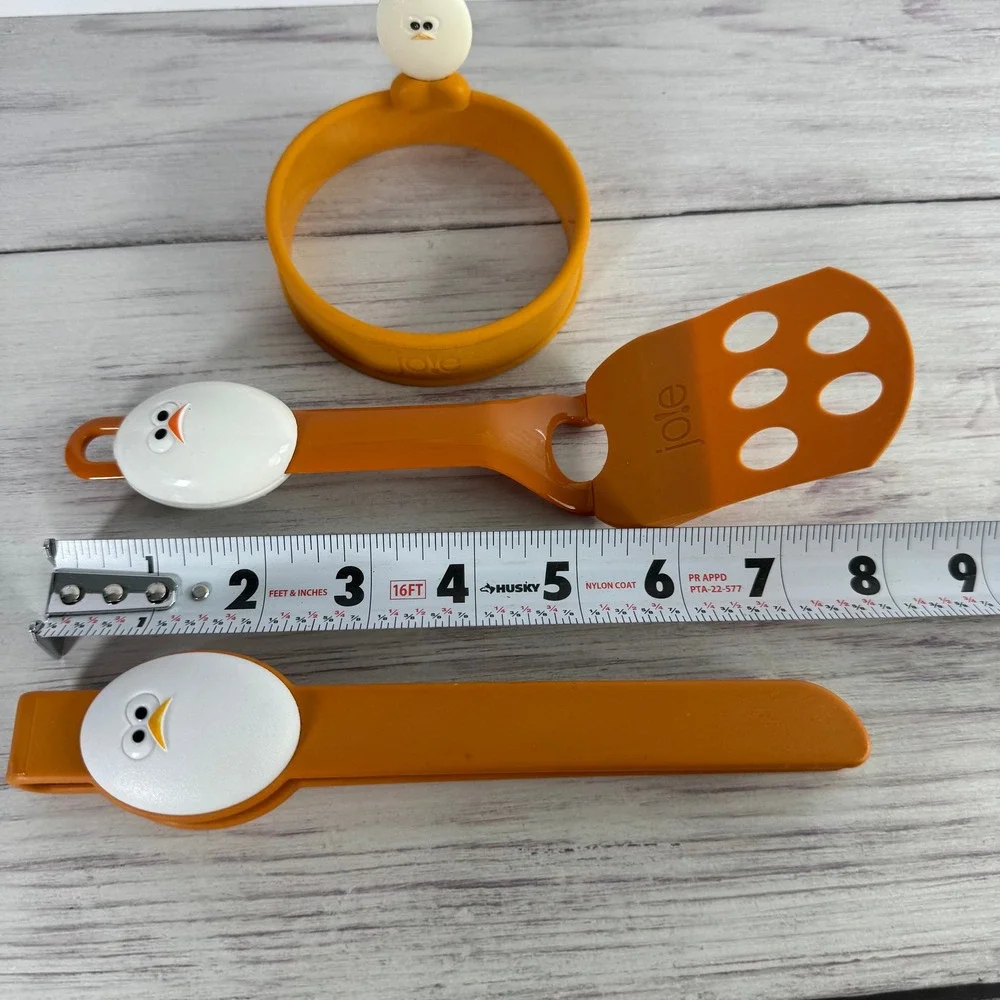 Joie MSC Eggy Kitchen Tool Set Orange Silicone Spatula Tongs Egg Ring Lot of 3